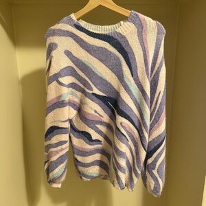 Sezane Purple and Blue Crew Neck Sweater